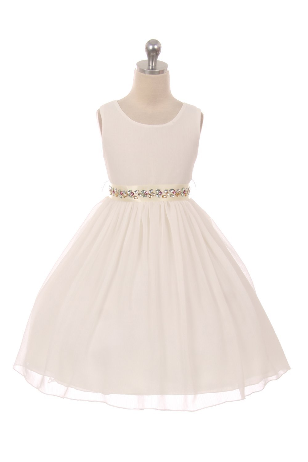 Off White Classic Ruched Chiffon Flower Girl Dress Off White Classic Ruched Chiffon Flower Girl Dress